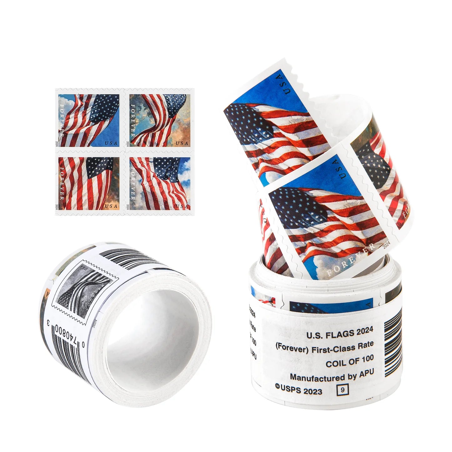 2024 US Flags Forever Stamp Roll/Coil of 100